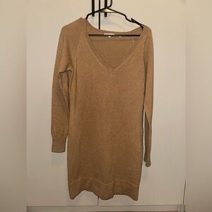 VINCE Cashmere Tan V-Neck Sweater Dress size Small